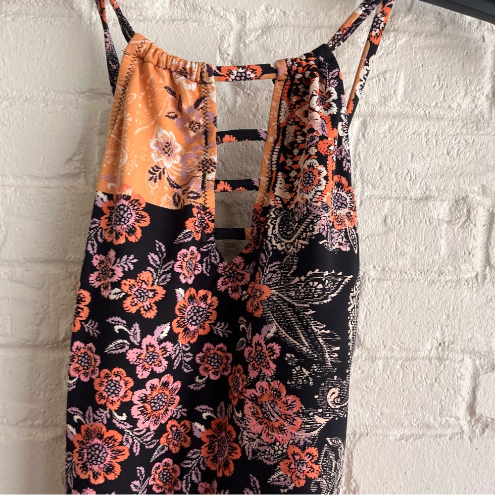 Garnet Hill Floral and Paisley One Piece Swimsuit - Black, Orange, Blue - Picture 3 of 16